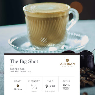 Artisan Coffee Co The Big Shot Pods Infographic characteristics